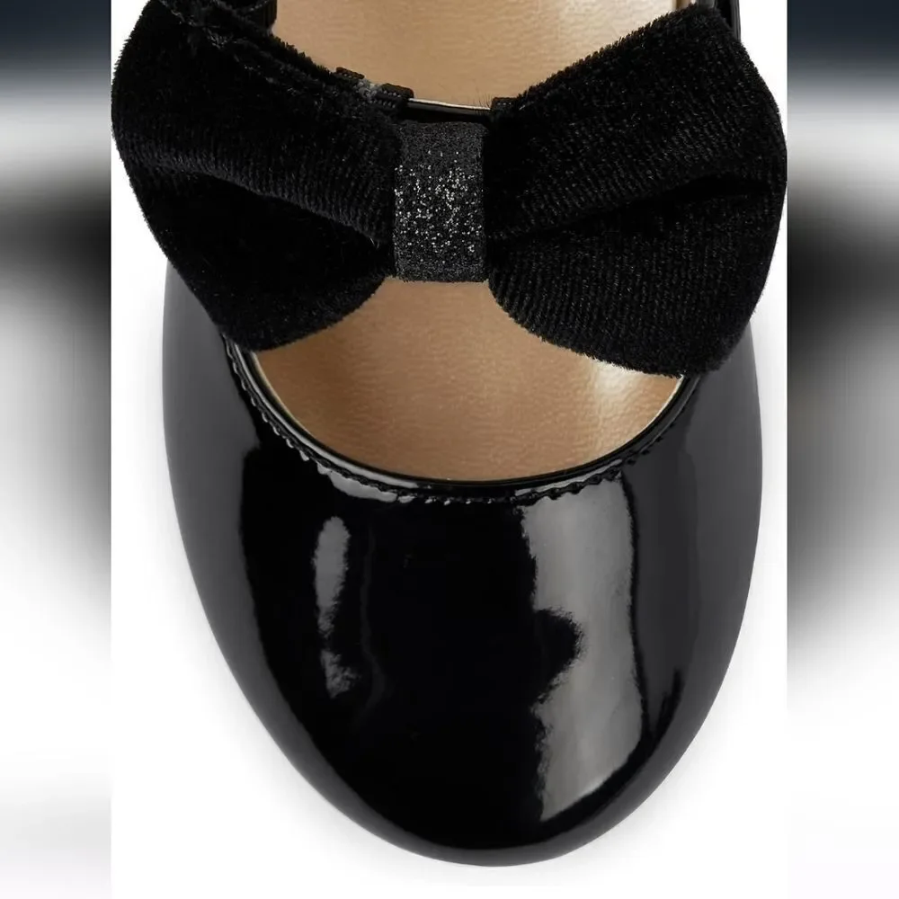 Gymboree Girls Black Dressy Mary Jane's Ballet Flat with removable bow size 3